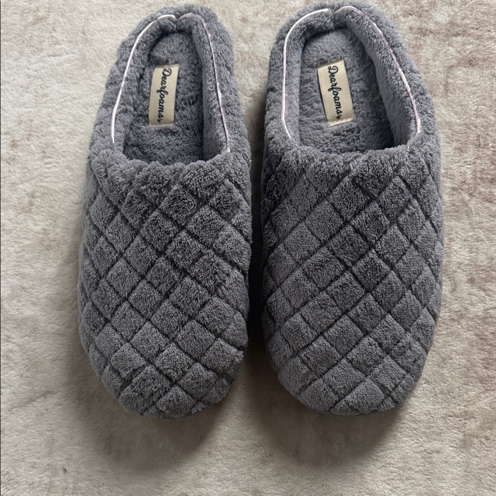 Dearfoams Women's Leslie Washable Memory Foam Terry Clog With Wide Widths 9-10